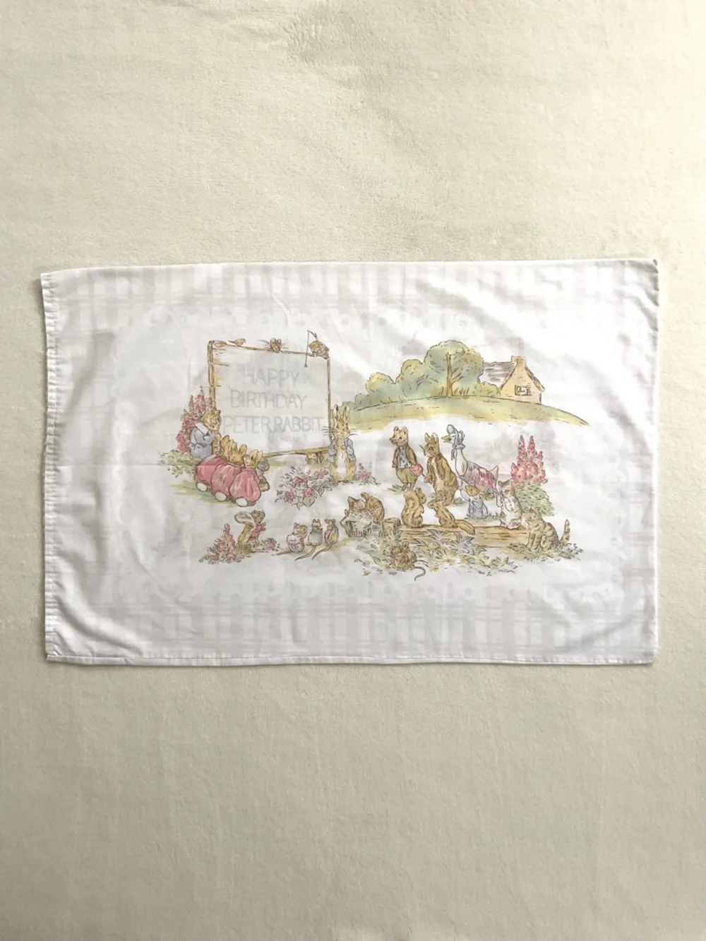 Vintage Cannon Peter Rabbit Birthday Pillowcase Beatrix Potter USA